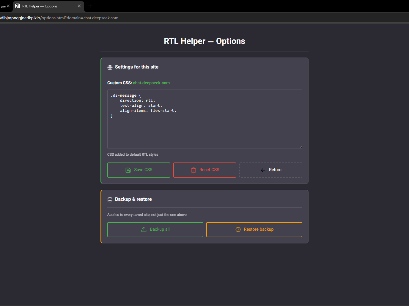 RTL Helper Options