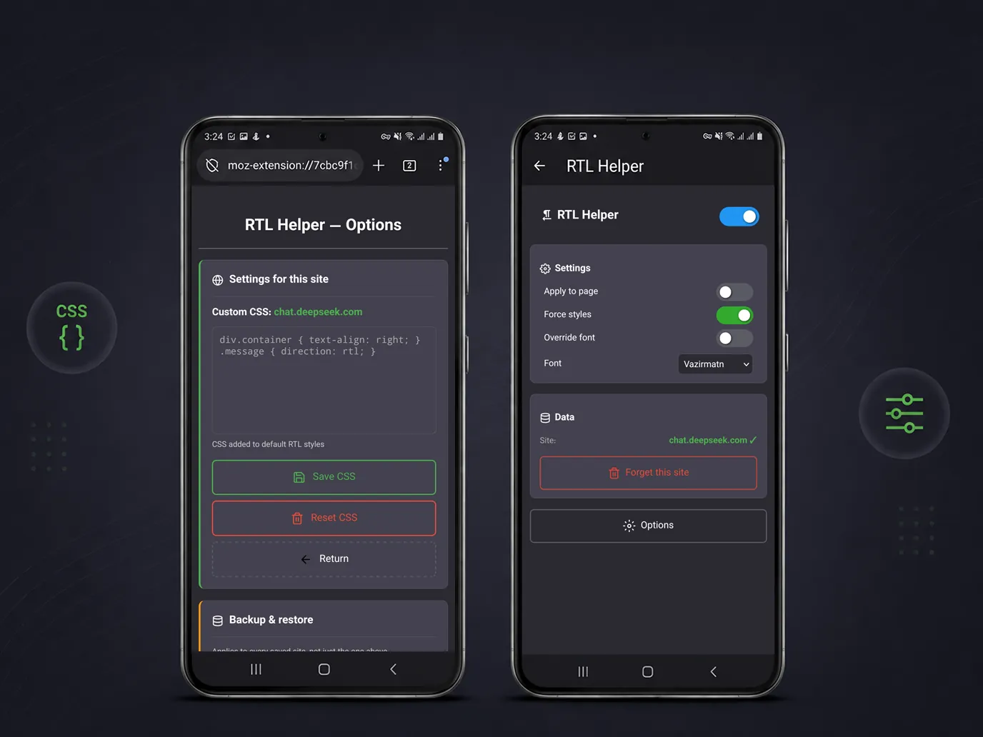 RTL Helper on Mobile Phone