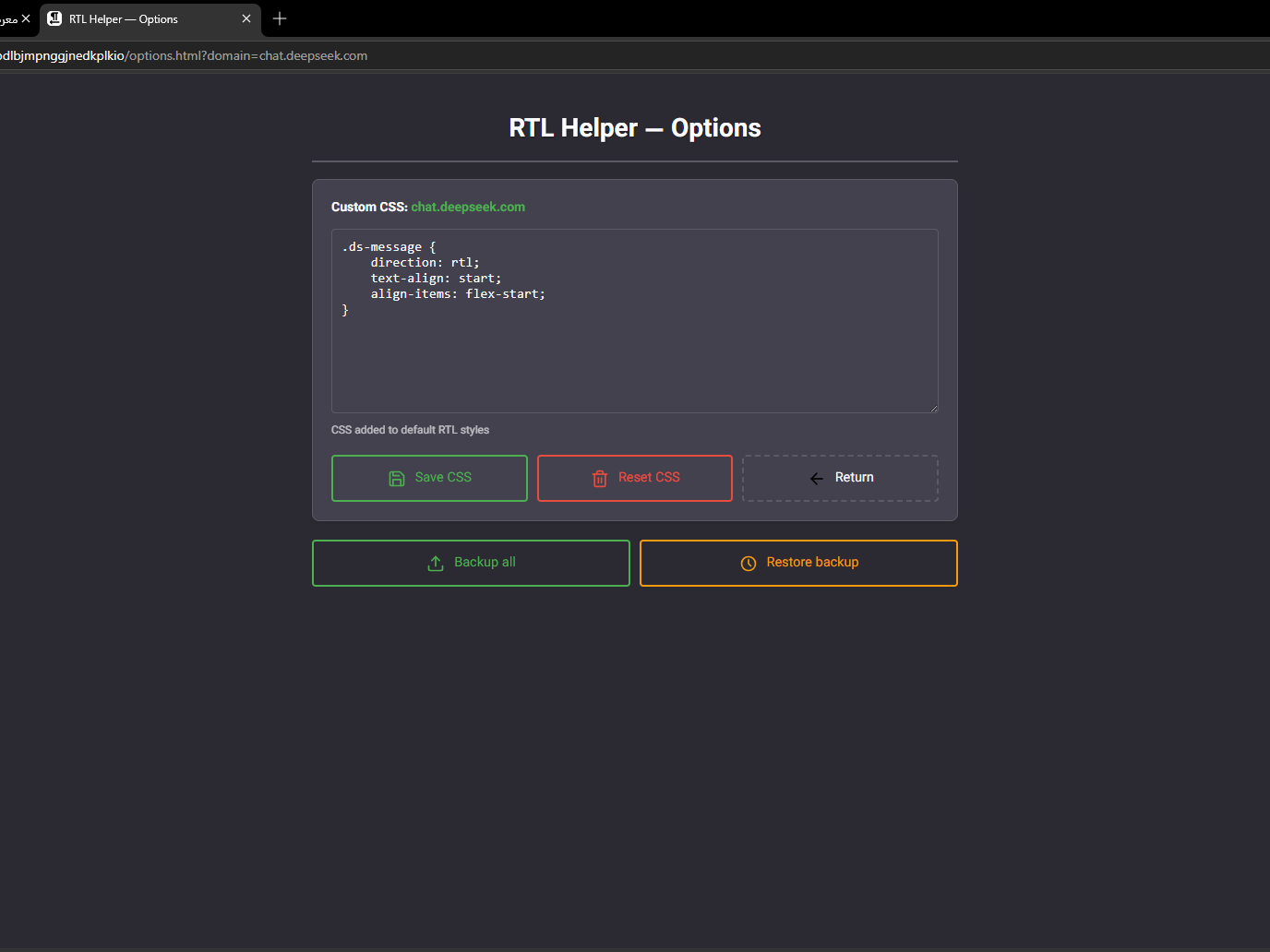 RTL Helper options